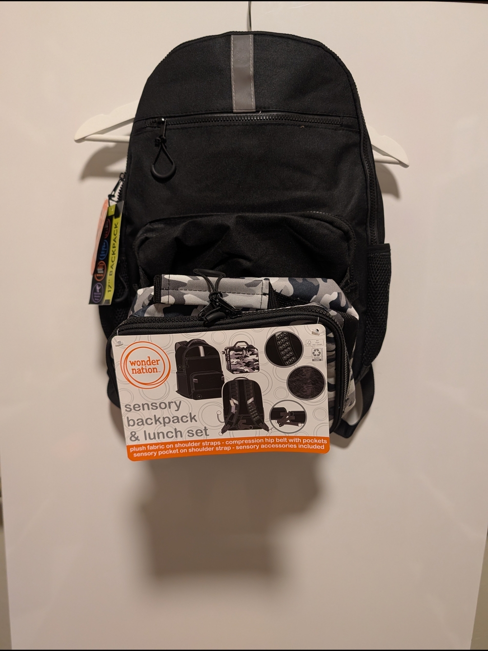 Wonder Nation Black Sensory Backpack & Lunch Set